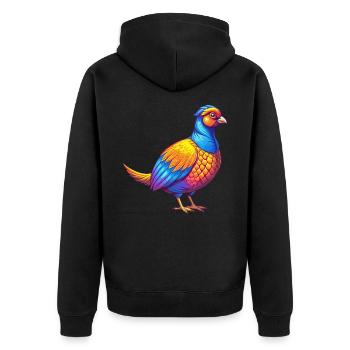 Fasan Bunte Kawaii Cartoon Figur Vogel - Unisex Premium Bio Zip Hoodie - Schwarz - Hinten - Nico (187cm)