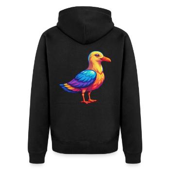 Mouette Coloré Kawaii Dessin Animé Personnage Oiseau - Veste à capuche bio Premium Unisexe - noir - Dos - Nico (187cm)