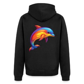 Dauphin commun Coloré Kawaii Dessin animé Animal marin - Veste à capuche bio Premium Unisexe - noir - Dos - Nico (187cm)