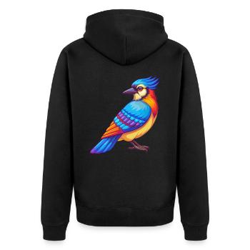 Blauhäher Bunte Kawaii Cartoon Figur Vogel - Unisex Premium Bio Zip Hoodie - Schwarz - Hinten - Nico (187cm)