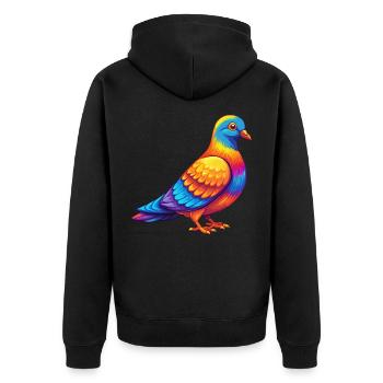 Taube Bunte Kawaii Cartoon Figur Vogel - Unisex Premium Bio Zip Hoodie - Schwarz - Hinten - Nico (187cm)