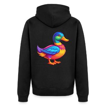 Mallard Colorful Kawaii Cartoon Character Bird - Unisex Premium Organic Zip Hoodie - black - Back - Nico (187cm)