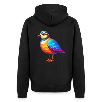 Regenpfeifer Bunte Kawaii Cartoon Figur Vogel - Unisex Premium Bio Zip Hoodie - Schwarz - Hinten - Nico (187cm)