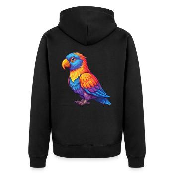 Dusky Lory Colorful Kawaii Cartoon Character Bird - Unisex Premium Organic Zip Hoodie - black - Back - Nico (187cm)