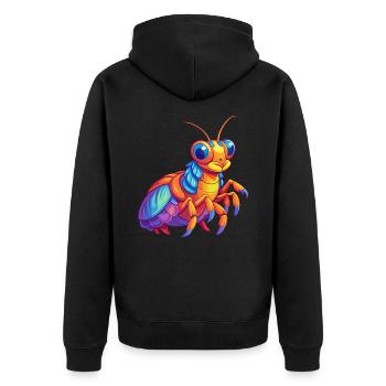 Peacock Mantis Shrimp Colorful Kawaii Cartoon - Unisex Premium Organic Zip Hoodie - black - Back - Nico (187cm)