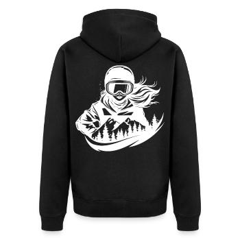 Snowboarderin Mädchen - Unisex Premium Bio Zip Hoodie - Schwarz - Hinten - Nico (187cm)
