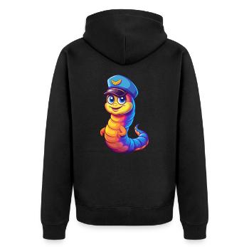 Marine Wurm Bunt Kawaii Cartoon Meerestier - Unisex Premium Bio Zip Hoodie - Schwarz - Hinten - Nico (187cm)