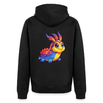 Sea Slug Bunt Kawaii Cartoon Meerestier - Unisex Premium Bio Zip Hoodie - Schwarz - Hinten - Nico (187cm)