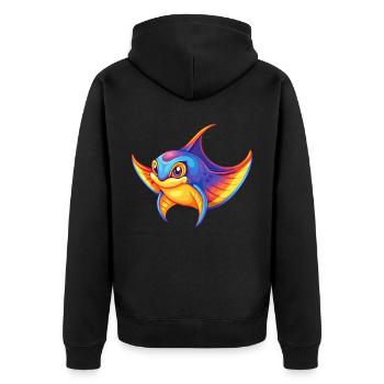 Mantarochen Buntes Kawaii Cartoon Meerestier - Unisex Premium Bio Zip Hoodie - Schwarz - Hinten - Nico (187cm)