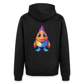 Sea Squirt Colorful Kawaii Cartoon Sea Animal - Unisex Premium Organic Zip Hoodie - black - Back - Nico (187cm)