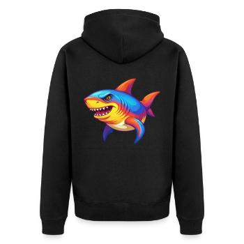 requin coloré kawaii dessin animé animal marin - Veste à capuche bio Premium Unisexe - noir - Dos - Nico (187cm)