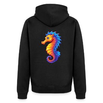 Seepferdchen Buntes Kawaii Cartoon Meerestier - Unisex Premium Bio Zip Hoodie - Schwarz - Hinten - Nico (187cm)