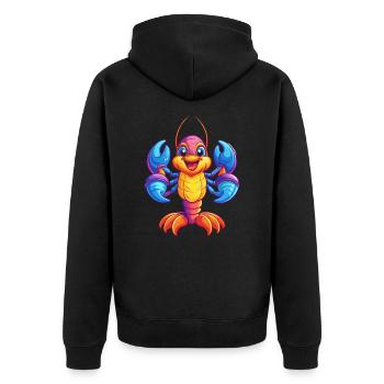 homard coloré kawaii dessin animé animal marin - Veste à capuche bio Premium Unisexe - noir - Dos - Nico (187cm)