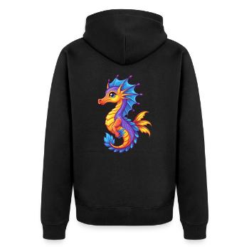 dragon de mer feuillu coloré kawaii dessin animé clipart - Veste à capuche bio Premium Unisexe - noir - Dos - Nico (187cm)