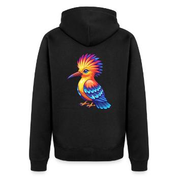 Wiedehopf Bunte Kawaii Cartoon Figur Vogel - Unisex Premium Bio Zip Hoodie - Schwarz - Hinten - Nico (187cm)