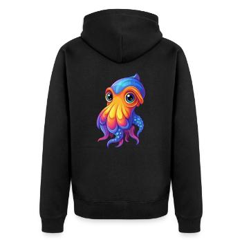 Cuttlefish Colorful Kawaii Cartoon Sea Animal - Unisex Premium Organic Zip Hoodie - black - Back - Nico (187cm)