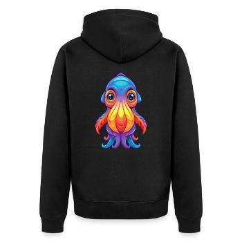 Cuttlefish Colorful Kawaii Cartoon Sea Animal - Unisex Premium Organic Zip Hoodie - black - Back - Nico (187cm)