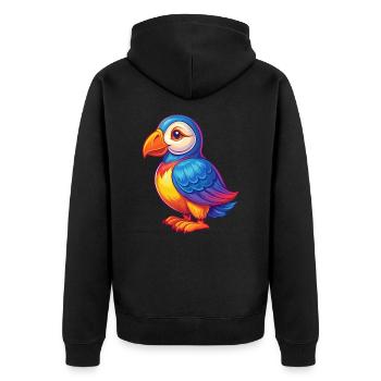 Macareux coloré Kawaii personnage de dessin animé oiseau - Veste à capuche bio Premium Unisexe - noir - Dos - Nico (187cm)