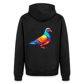 Taube Bunte Kawaii Cartoon Figur Vogel - Unisex Premium Bio Zip Hoodie - Schwarz - Hinten - Nico (187cm)