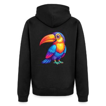Toucan Colorful Kawaii Cartoon Character Bird - Unisex Premium Organic Zip Hoodie - black - Back - Nico (187cm)