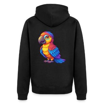 Papagei Bunte Kawaii Cartoon Figur Vogel - Unisex Premium Bio Zip Hoodie - Schwarz - Hinten - Nico (187cm)