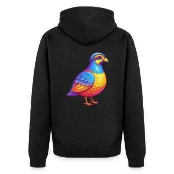 perdrix coloré Kawaii dessin animé Personnage oiseau - Veste à capuche bio Premium Unisexe - noir - Dos - Nico (187cm)