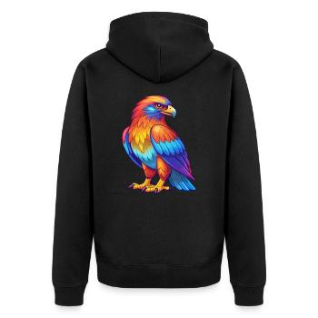 Hawk Colorful Kawaii Cartoon Character Bird - Unisex Premium Organic Zip Hoodie - black - Back - Nico (187cm)