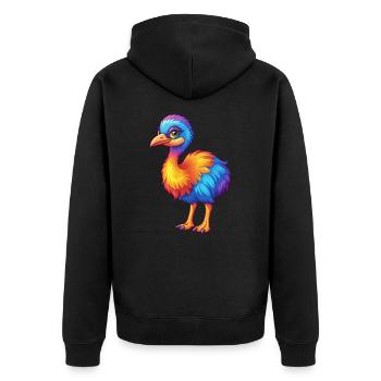 émeu coloré kawaii dessin animé personnage oiseau - Veste à capuche bio Premium Unisexe - noir - Dos - Nico (187cm)