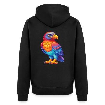 Bussard Bunte Kawaii Cartoon Figur Vogel - Unisex Premium Bio Zip Hoodie - Schwarz - Hinten - Nico (187cm)