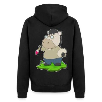 Pferd Maler Pinsel Malen - Unisex Premium Bio Zip Hoodie - Schwarz - Hinten - Nico (187cm)