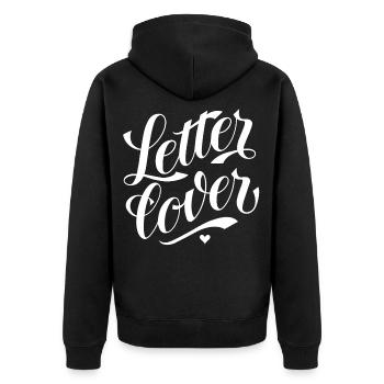 Letterlover - Designed by KissingLetters - Unisex Premium Bio Zip Hoodie - Schwarz - Hinten - Nico (187cm)