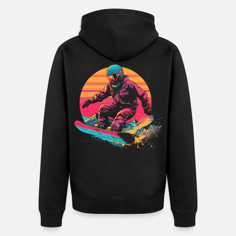 Look snowboarder des années 80 - Veste à capuche bio Premium Unisexe - noir