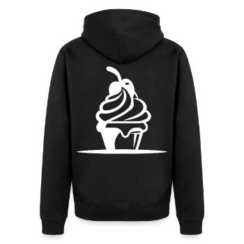 Speiseeis Grafik - Unisex Premium Bio Zip Hoodie - Schwarz - Hinten - Nico (187cm)