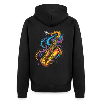 Saxophone Cartoon Look - Veste à capuche bio Premium Unisexe - noir - Dos - Nico (187cm)