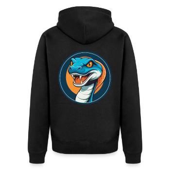 Anaconda Niedliches Kawaii Cartoon Tier Haustier Logo - Unisex Premium Bio Zip Hoodie - Schwarz - Hinten - Nico (187cm)