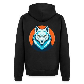 Loup Arctique Mignon Kawaii Dessin Animé Animal Animal Logo - Veste à capuche bio Premium Unisexe - noir - Dos - Nico (187cm)