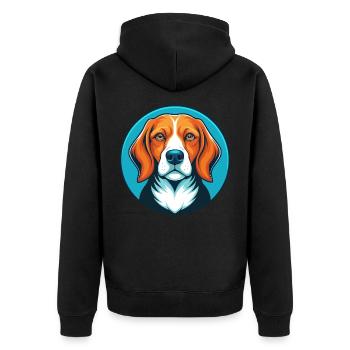 Beagle Dog Cute Kawaii Cartoon Animal Pet Logo - Unisex Premium Organic Zip Hoodie - black - Back - Nico (187cm)