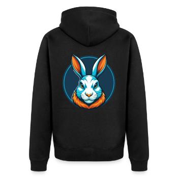 Lapin mignon kawaii dessin animé Clipart Animal Animal Pet Logo - Veste à capuche bio Premium Unisexe - noir - Dos - Nico (187cm)