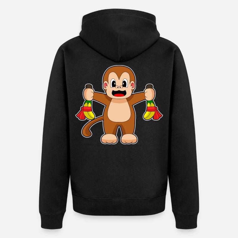 Singe Banane Anniversaire - Veste à capuche bio Premium Unisexe - noir