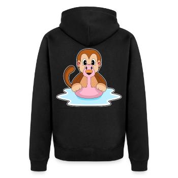 Affe Flamingo - Unisex Premium Bio Zip Hoodie - Schwarz - Hinten - Nico (187cm)