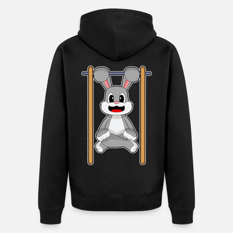 Bunny Bodybuilder Tractions Musculation - Veste à capuche bio Premium Unisexe - noir