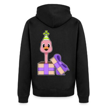 Chapeau de fête d’anniversaire Flamingo - Veste à capuche bio Premium Unisexe - noir - Dos - Nico (187cm)