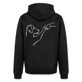 Oneliner - Dog and Human Fist - Unisex Premium Organic Zip Hoodie - black - Back - Nico (187cm)