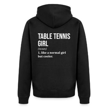 Tischtennis - Unisex Premium Bio Zip Hoodie - Schwarz - Hinten - Nico (187cm)