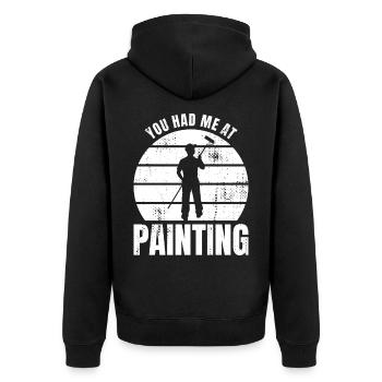 Lustiger Maler Spruch - Unisex Premium Bio Zip Hoodie - Schwarz - Hinten - Nico (187cm)
