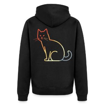 Katze Retro - Unisex Premium Bio Zip Hoodie - Schwarz - Hinten - Nico (187cm)