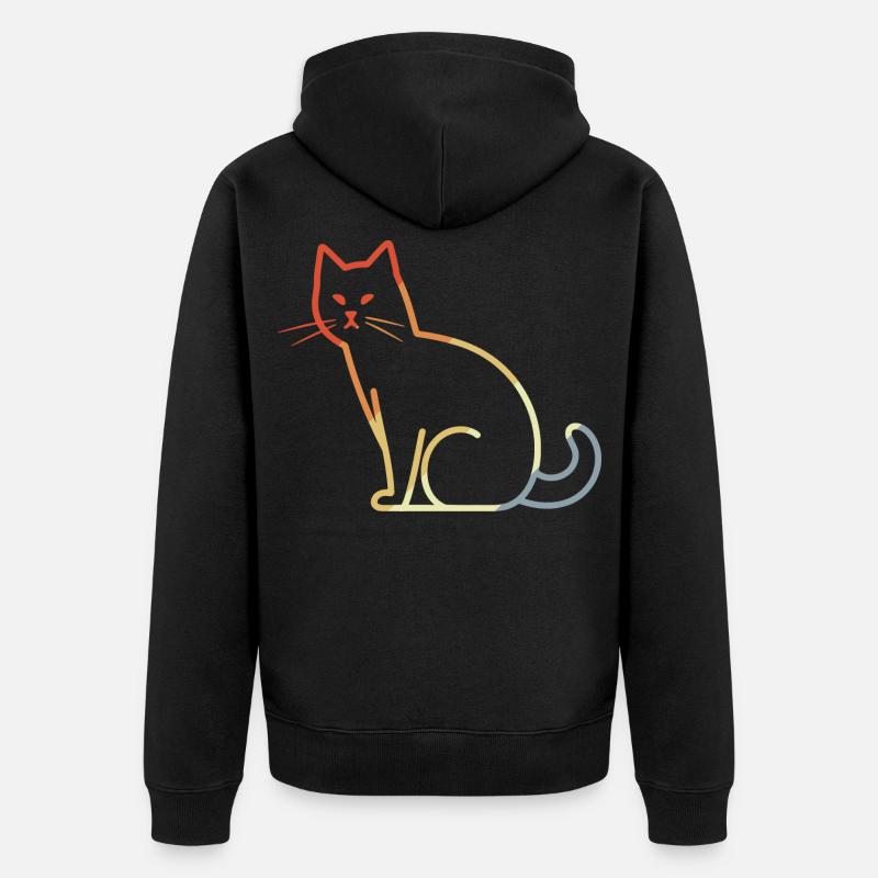 Chat rétro - Veste à capuche bio Premium Unisexe - noir
