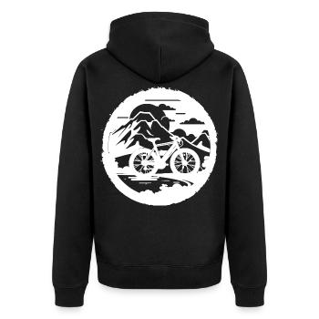 Mountain Bike Graphics - Unisex Premium Organic Zip Hoodie - black - Back - Nico (187cm)
