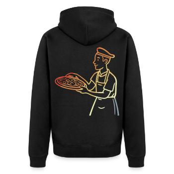 Vintage Pizza Maker - Unisex Premium Organic Zip Hoodie - black - Back - Nico (187cm)