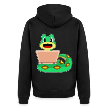 Snake Laptop - Unisex Premium Organic Zip Hoodie - black - Back - Nico (187cm)